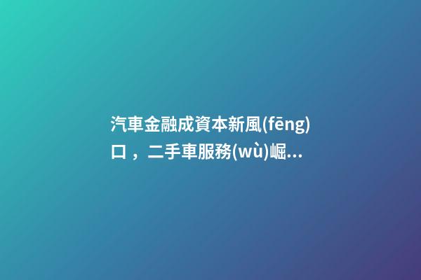 汽車金融成資本新風(fēng)口，二手車服務(wù)崛起！